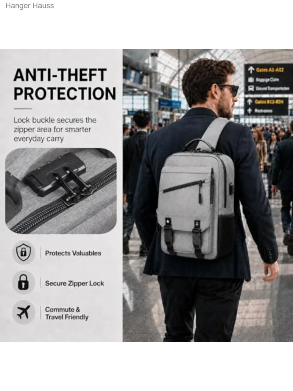 Large Capacity Anti Theft Sling Bag Crossbody for Men Fits 15.6